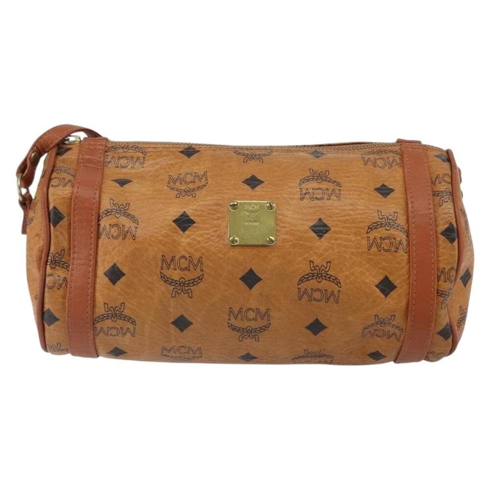MCM Logogram Visetos Shoulder Bag Brown